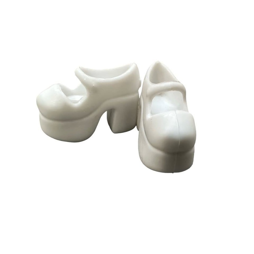 Vintage Barbie Size White Platform Mary Janes